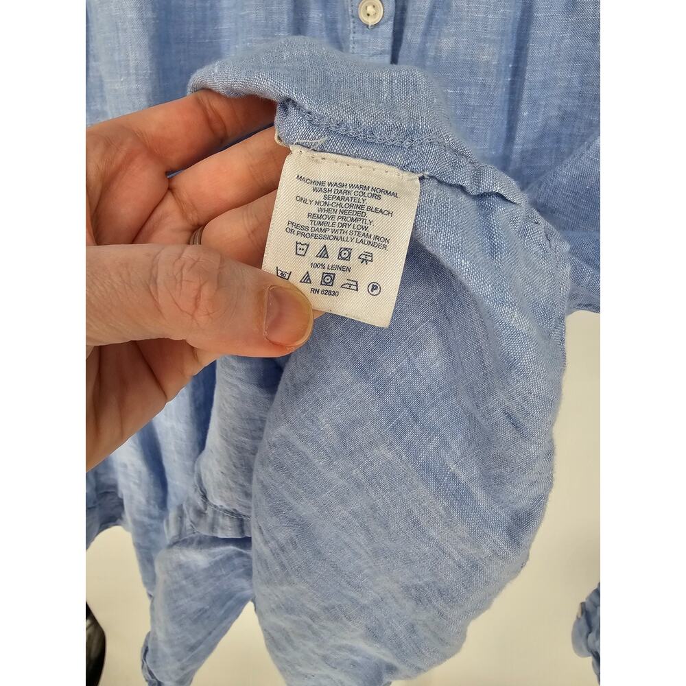 Lands End womens Sz XXL (18-20) Long Sleeve Button Up Linen Shirt Light Blue - Picture 4 of 5